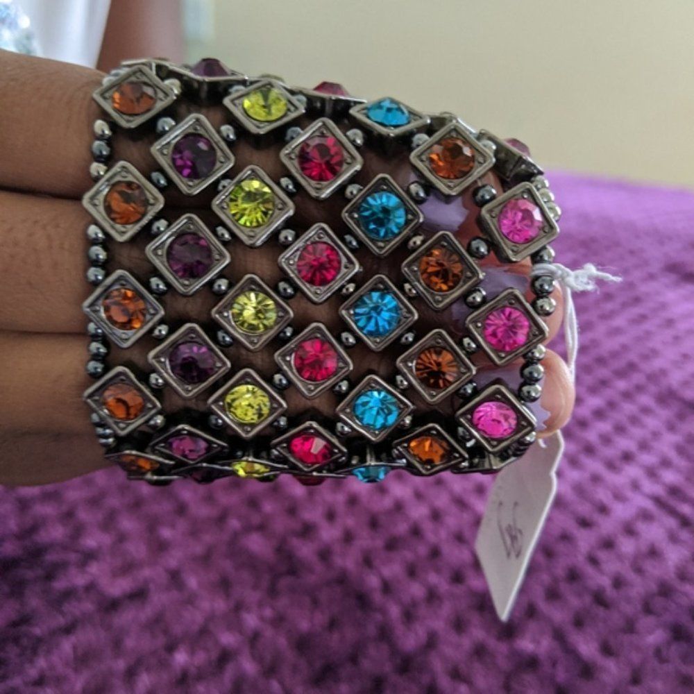 Multicolor Rhinestone Stretch Bracelet - Picture 3 of 3